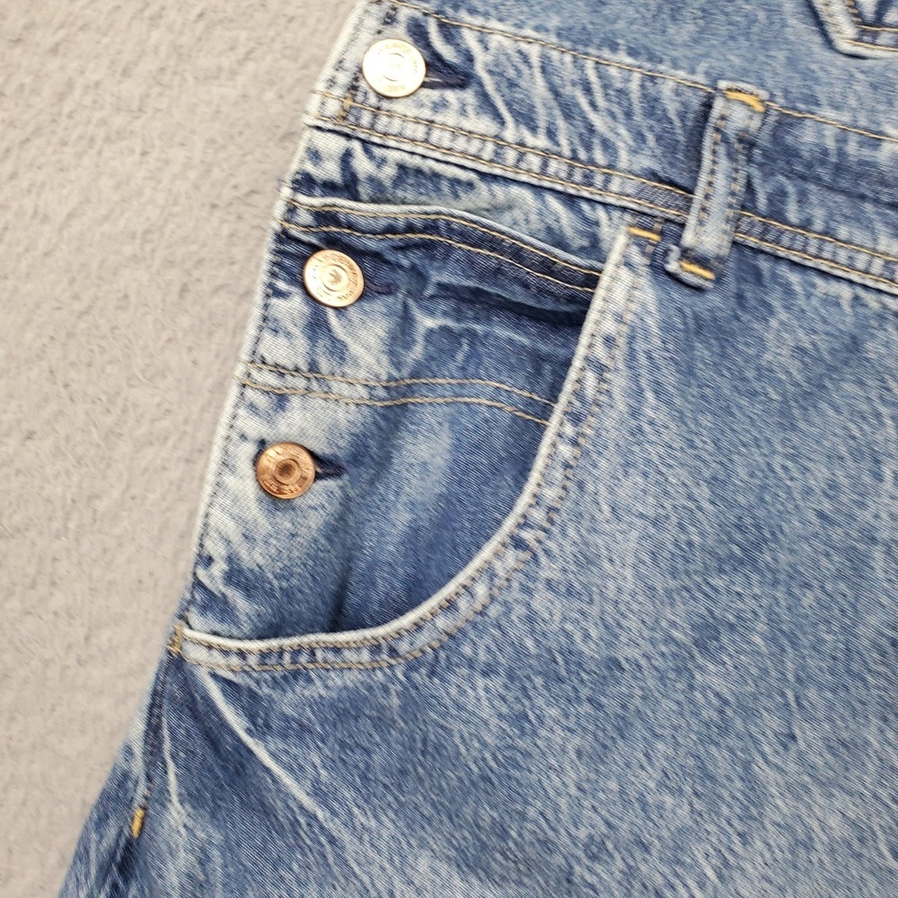 Gap Baggy Overalls Womens L Blue Ultrasoft Denim Light Wash Side Button Wide Leg - Picture 9 of 11